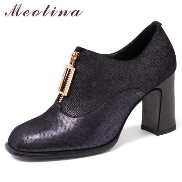 meotina high heels women pumps natural genuine leather zip chunky heel shoes square toe super female big size 43 dress, Black
meotina high heels women pumps natural genuine leather zip chunky heel shoes square toe super female big size 43 dress, Black