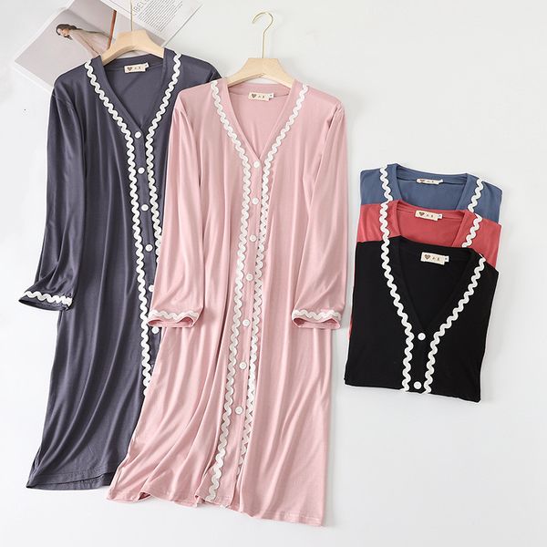women's sleepwear spring summer modal night cardigan lace long sleeve mid length outer wear home clothes nightwear nightgowns 3e83, Black;red
women's sleepwear spring summer modal night cardigan lace long sleeve mid length outer wear home clothes nightwear nightgowns 3e83, Black;red