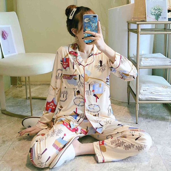 long sleeve cotton pajamas womens sleepwears sets autumn print pyjamas nightwear set young girl pajama night, Black;red
long sleeve cotton pajamas womens sleepwears sets autumn print pyjamas nightwear set young girl pajama night, Black;red