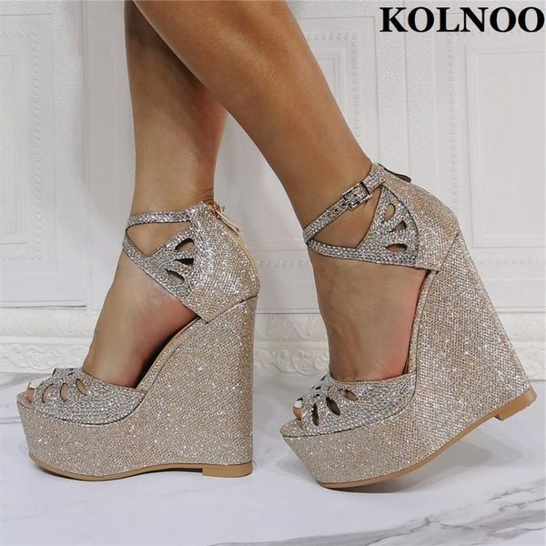 sandals kolnoo handmade arrival ladies wedges heels cross buckle strap peep-toe party shoes real pos fashion, Black
sandals kolnoo handmade arrival ladies wedges heels cross buckle strap peep-toe party shoes real pos fashion, Black