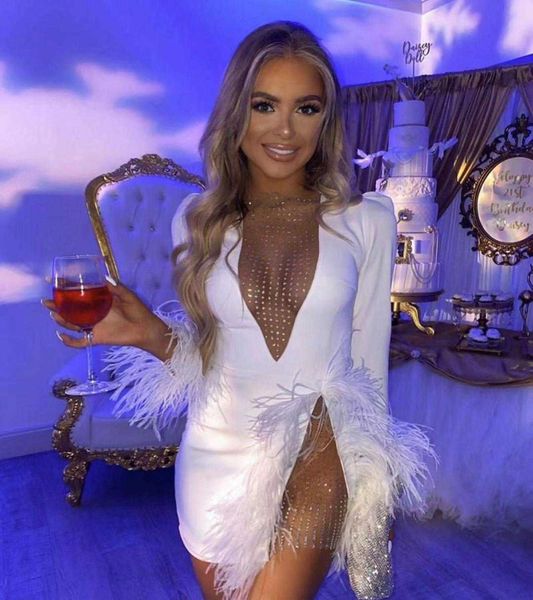 women full sleeve designer diamond mesh feathers bandage dress night club evening celebrity chic vestido 210527, Black;gray
women full sleeve designer diamond mesh feathers bandage dress night club evening celebrity chic vestido 210527, Black;gray