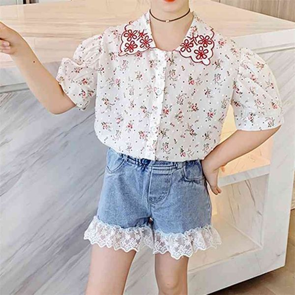 summer suit korean style shirt+denim short 2pcs girl set children's clothing kids clothes s 210528, White
summer suit korean style shirt+denim short 2pcs girl set children's clothing kids clothes s 210528, White