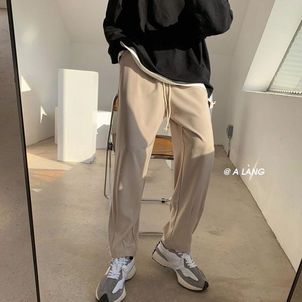 men's pants summer wide-leg fashion solid color casual men streetwear korean loose straight suit mens dress, Black
men's pants summer wide-leg fashion solid color casual men streetwear korean loose straight suit mens dress, Black