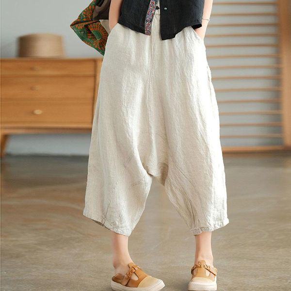 women's pants & capris nini wonderland 2021 summer elastic waist linen cross women splice loose calf length mori girl style casual trou, Black;white
women's pants & capris nini wonderland 2021 summer elastic waist linen cross women splice loose calf length mori girl style casual trou, Black;white