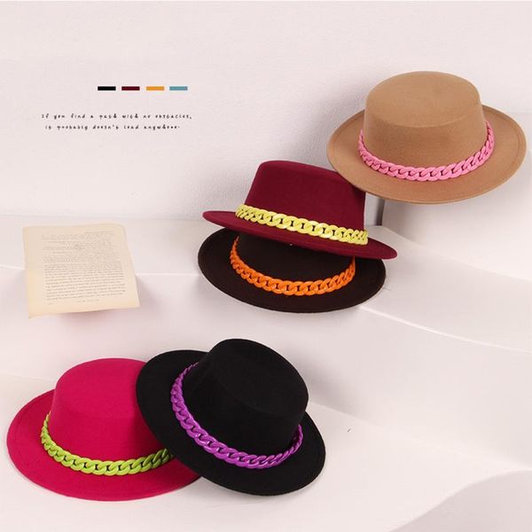 caps & hats children girls felt bowler hat kids vintage retro style wide brim banquet woolen cap with chain for fall winter, Yellow
caps & hats children girls felt bowler hat kids vintage retro style wide brim banquet woolen cap with chain for fall winter, Yellow