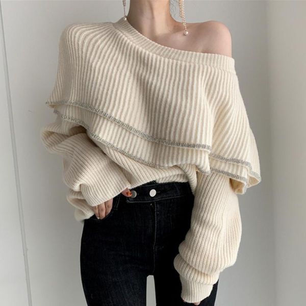 women's sweaters pullover women knitted sweater shoulder off pull female lady jumpers sw003, White;black
women's sweaters pullover women knitted sweater shoulder off pull female lady jumpers sw003, White;black