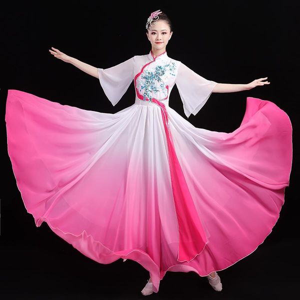 stage wear chinese folk dance costume women performance dress opening dancing big swing skirt fan hanfu, Black;red
stage wear chinese folk dance costume women performance dress opening dancing big swing skirt fan hanfu, Black;red