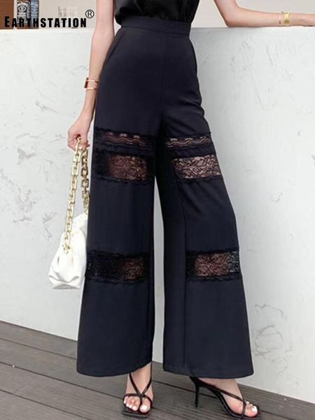 women's pants & capris heavy craft stitching hollow lace high waist wide leg ladies summer fashion wild loose trousers, Black;white
women's pants & capris heavy craft stitching hollow lace high waist wide leg ladies summer fashion wild loose trousers, Black;white