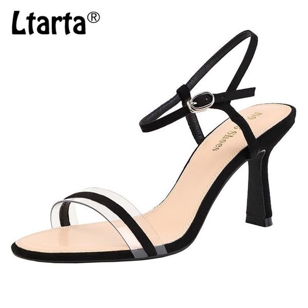 summer fashion transparent open-toe high-heeled shoes with thick heels sandals professional ol women's lsj, Black
