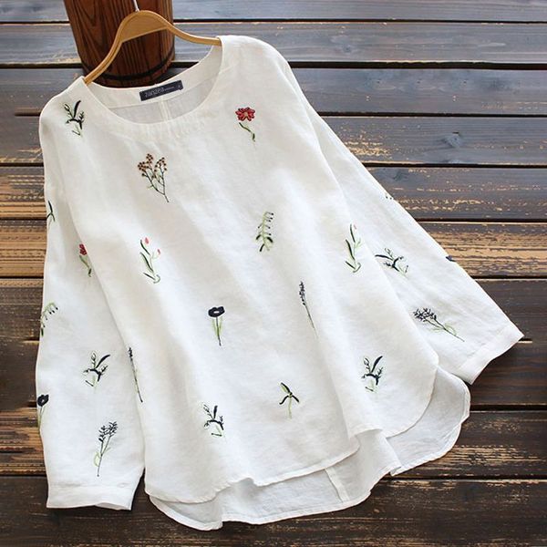 blouses elegant embroidery women's floral blouse 2021 casual long sleeve blusas female cotton o neck shirts plus size tunic, White
blouses elegant embroidery women's floral blouse 2021 casual long sleeve blusas female cotton o neck shirts plus size tunic, White
