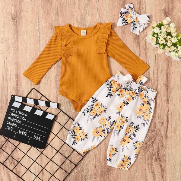 jumpsuits baby & children's 0-24m girls clothes set toddler with ruffle + floral print long pants headband for spring, Blue
jumpsuits baby & children's 0-24m girls clothes set toddler with ruffle + floral print long pants headband for spring, Blue