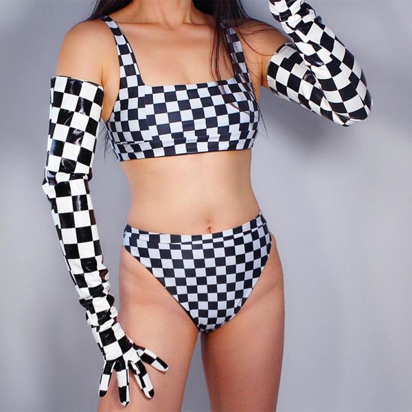 five fingers gloves latex women' long faux shine imitation leather black white checkered women classic simple style, Blue;gray
five fingers gloves latex women' long faux shine imitation leather black white checkered women classic simple style, Blue;gray