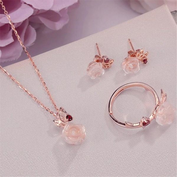 bracelet, earrings & necklace 100% natural rose quartz jewelry sets for women real 925 sterling silver fine pink flower cute gemstone ccv033, Black
bracelet, earrings & necklace 100% natural rose quartz jewelry sets for women real 925 sterling silver fine pink flower cute gemstone ccv033, Black