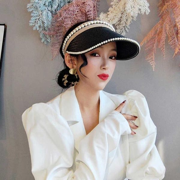 wide brim hats 2021 women summer sun straw visor wide-brimmed pearl hat beach adjustable uv protection female cap viseira packable, Blue;gray
wide brim hats 2021 women summer sun straw visor wide-brimmed pearl hat beach adjustable uv protection female cap viseira packable, Blue;gray