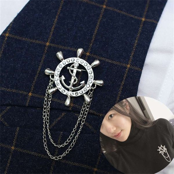 style, temperament, personality, rudder, brooch chain, navy suit accessories badge, Gray
style, temperament, personality, rudder, brooch chain, navy suit accessories badge, Gray