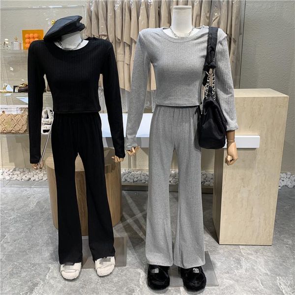 leisure suit round collar long sleeve slim body bottom + high waist straight tube pit strip micro horn wide leg pants 2 women's two pie, White
leisure suit round collar long sleeve slim body bottom + high waist straight tube pit strip micro horn wide leg pants 2 women's two pie, White