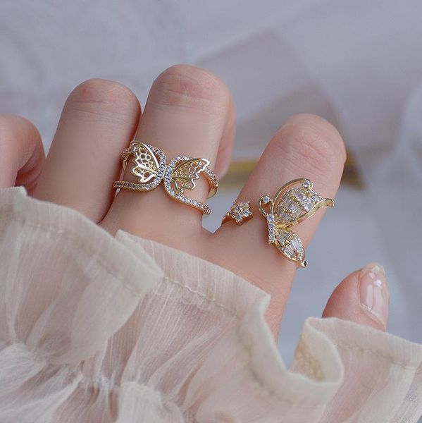 cluster rings delicate jewelry 14k gold plated adjustable crystal butterfly for women elegant engagement, Golden;silver
cluster rings delicate jewelry 14k gold plated adjustable crystal butterfly for women elegant engagement, Golden;silver