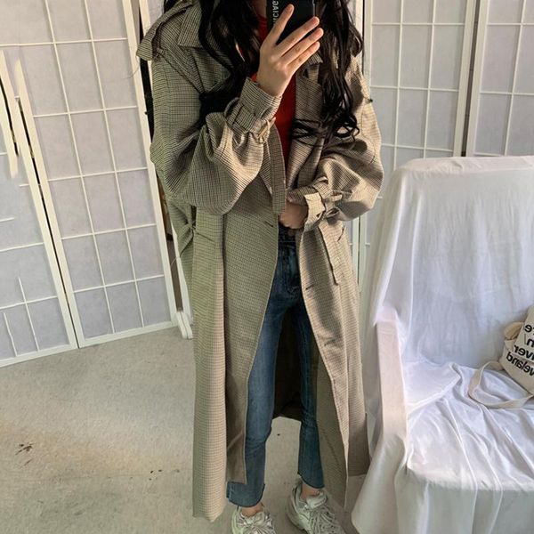 women's trench coats women long plaid double breasted coat with belt vintage harajuku korean style sleeve overcoat elegant autumn winte, Tan;black
women's trench coats women long plaid double breasted coat with belt vintage harajuku korean style sleeve overcoat elegant autumn winte, Tan;black