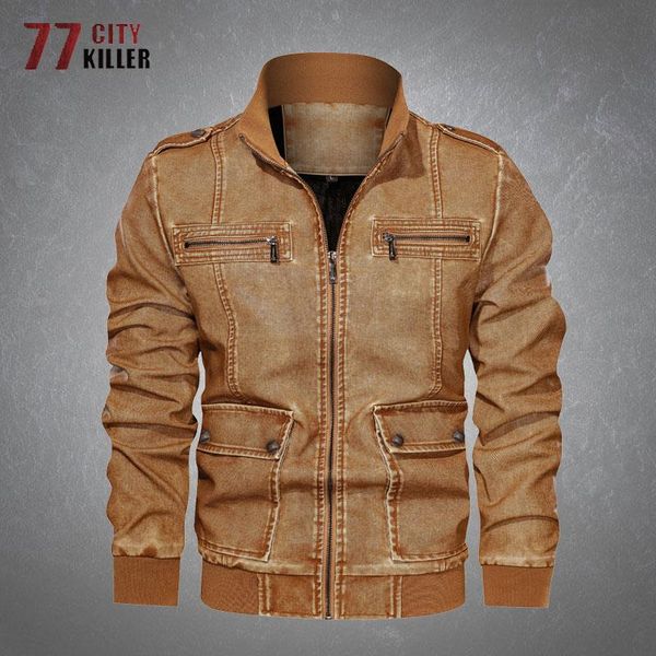 autumn winter retro leather jacket men casual multiple pockets water wash pu coats male loose solid color motorcycle men's fur & faux, Black
autumn winter retro leather jacket men casual multiple pockets water wash pu coats male loose solid color motorcycle men's fur & faux, Black