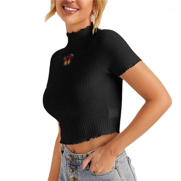 women's t-shirt women butterfly embroidered crop , adults casual short sleeve round neck summer 2021, White
women's t-shirt women butterfly embroidered crop , adults casual short sleeve round neck summer 2021, White