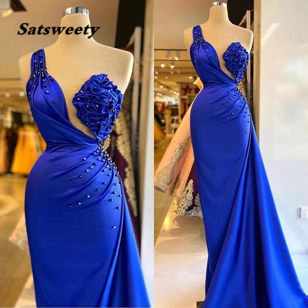 royal blue african prom dresses 2021 one shoulder crystal beading evening gown women party robes de mariee, Black 
royal blue african prom dresses 2021 one shoulder crystal beading evening gown women party robes de mariee, Black
