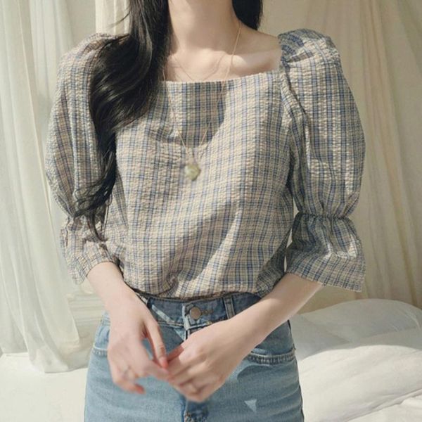 women's blouses & shirts casual puff sleeve blouse summer fashion square neck women sweet half slim shirt top, White
women's blouses & shirts casual puff sleeve blouse summer fashion square neck women sweet half slim shirt top, White