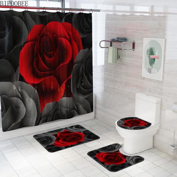 rose printed shower curtain set for bathroom decoration durable waterproof bath curtains flannel toilet lid cover non-slip rugs
rose printed shower curtain set for bathroom decoration durable waterproof bath curtains flannel toilet lid cover non-slip rugs