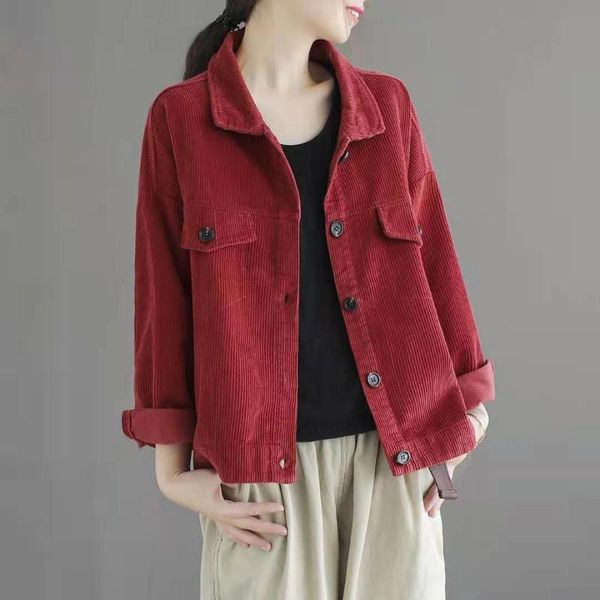 women's jackets 2021 fashion woman corduroy fall winter solid turn down collar single breasted long sleeve pocket button casual coat, Black;brown
women's jackets 2021 fashion woman corduroy fall winter solid turn down collar single breasted long sleeve pocket button casual coat, Black;brown