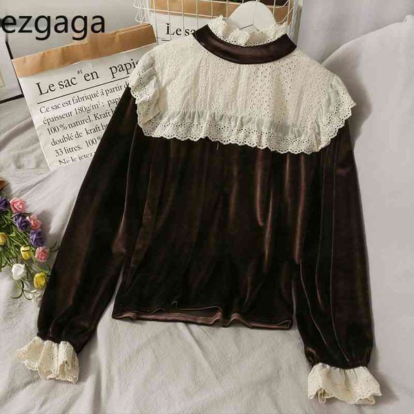 ezgaga vintage long sleeve women blouse korean velour contrast patchwork loose lace shirts female chic fashion blusas casual 210430, White
ezgaga vintage long sleeve women blouse korean velour contrast patchwork loose lace shirts female chic fashion blusas casual 210430, White