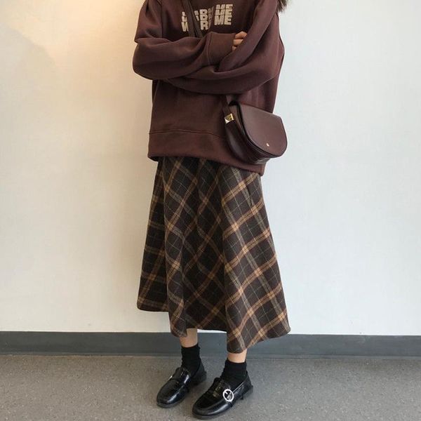 skirts houzhou vintage plaid skirt women woolen high waist a-line long korean fashion preppy style autumn harajuku streetwear, Black
skirts houzhou vintage plaid skirt women woolen high waist a-line long korean fashion preppy style autumn harajuku streetwear, Black