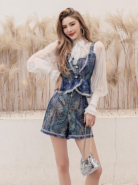 women's tracksuits designer clothing sets 2021 autumn short set women lace patchwork long sleeve shirts+vintage jacquard print, Gray
women's tracksuits designer clothing sets 2021 autumn short set women lace patchwork long sleeve shirts+vintage jacquard print, Gray