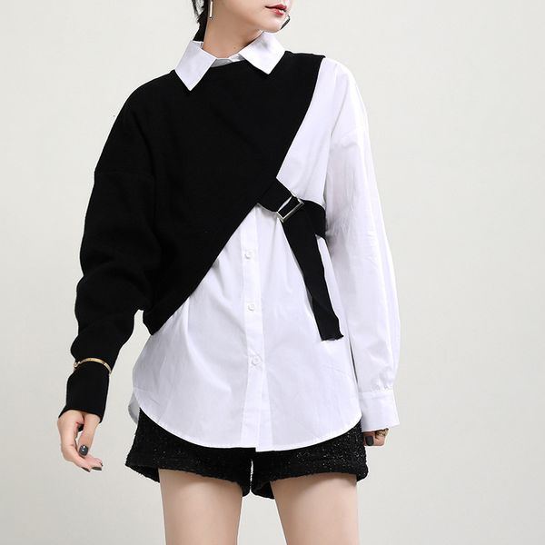 skirt adjust shirt fashion spring tide 2021 female size big irregular knitting blouse lapel, Black
skirt adjust shirt fashion spring tide 2021 female size big irregular knitting blouse lapel, Black
