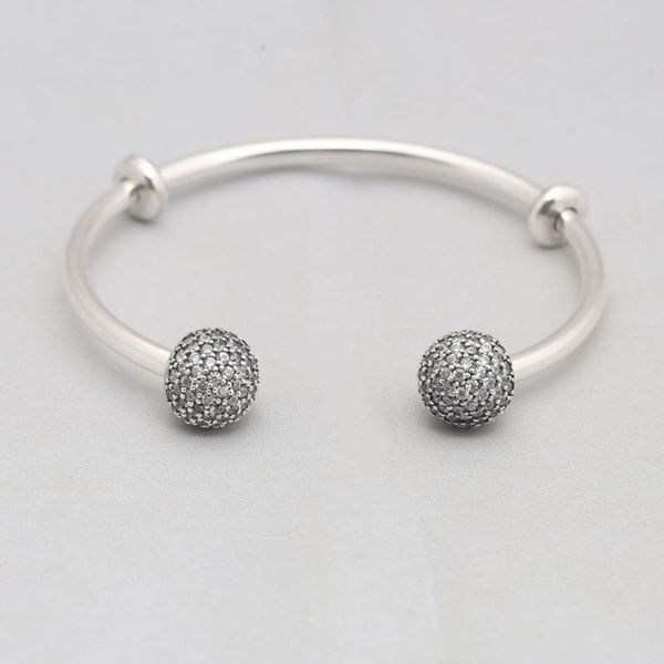 link, chain s925 open bangle bracelet for women pave clasp clear cz fit lady bead charm pendant, Black
link, chain s925 open bangle bracelet for women pave clasp clear cz fit lady bead charm pendant, Black
