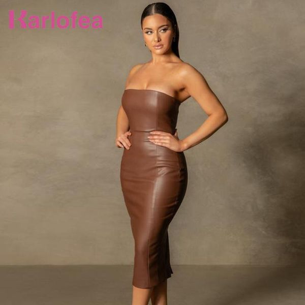 casual dresses karlofea for women 2021 brown faux leather pu clothes strapless long pencil dress party outfits nightclub robe, Black;gray
casual dresses karlofea for women 2021 brown faux leather pu clothes strapless long pencil dress party outfits nightclub robe, Black;gray