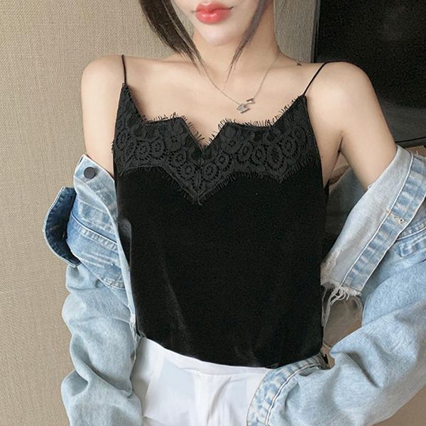 women's tanks & camis ljsxls lace patchwork black backless camisole off shoulder summer women white tank clothes cami velvet vest w
women's tanks & camis ljsxls lace patchwork black backless camisole off shoulder summer women white tank clothes cami velvet vest w