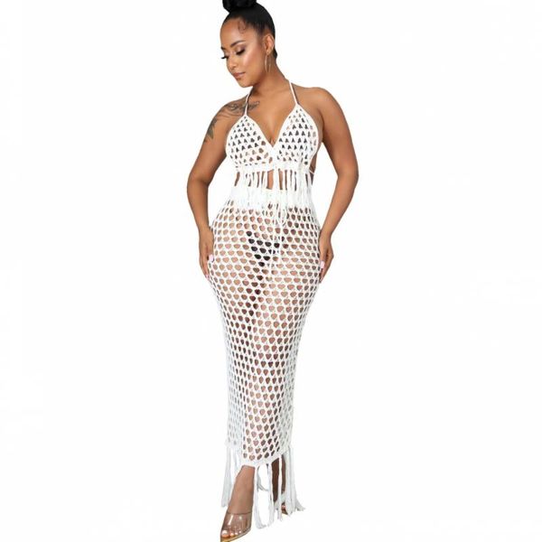 women's swimwear tassel crochet knitted beach cover up tie see-through beachwear tunic long pareos summer swimsuit bikini dress, White;black
women's swimwear tassel crochet knitted beach cover up tie see-through beachwear tunic long pareos summer swimsuit bikini dress, White;black