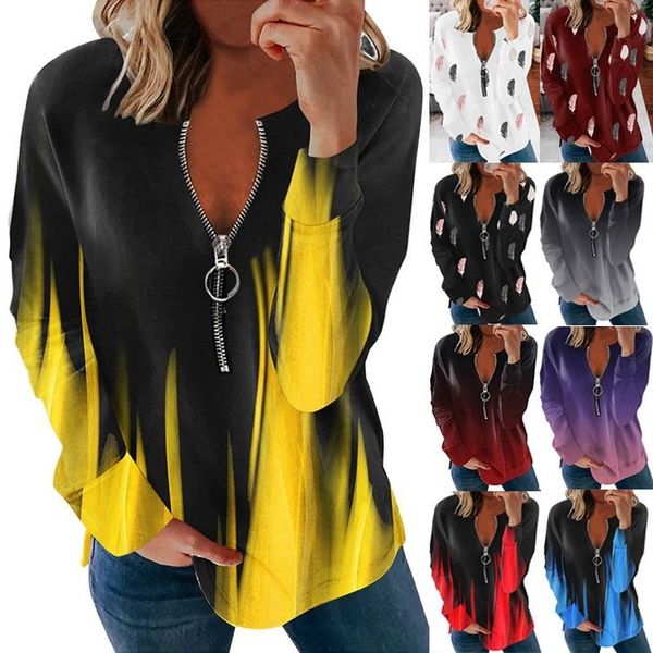 women's blouses & shirts women v-neck long sleeve shirt fashion gradient loose zipper autumn winter casual female feather print blouse, White
women's blouses & shirts women v-neck long sleeve shirt fashion gradient loose zipper autumn winter casual female feather print blouse, White