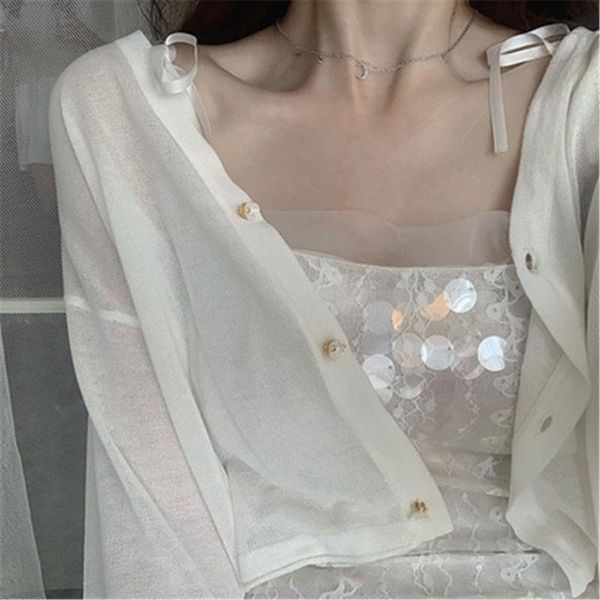 women's knits & tees korean fashion girl summer knitted jacket slim short cropped basic cardigan women full sleeve v-neck blouse, White
women's knits & tees korean fashion girl summer knitted jacket slim short cropped basic cardigan women full sleeve v-neck blouse, White