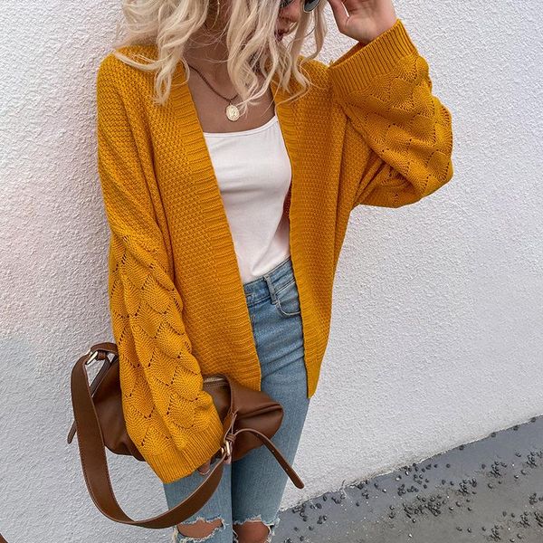 women's knits & tees 2021 autumn and winter loose casual v-neck cardigan solid color mid-length hollow sweater coat shawl women, White
women's knits & tees 2021 autumn and winter loose casual v-neck cardigan solid color mid-length hollow sweater coat shawl women, White