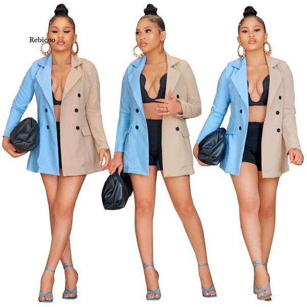 women's suits & blazers women jacket patchwork full sleeve notched collar double breasted long office lady clothing spring autumn, White;black 
women's suits & blazers women jacket patchwork full sleeve notched collar double breasted long office lady clothing spring autumn, White;black
