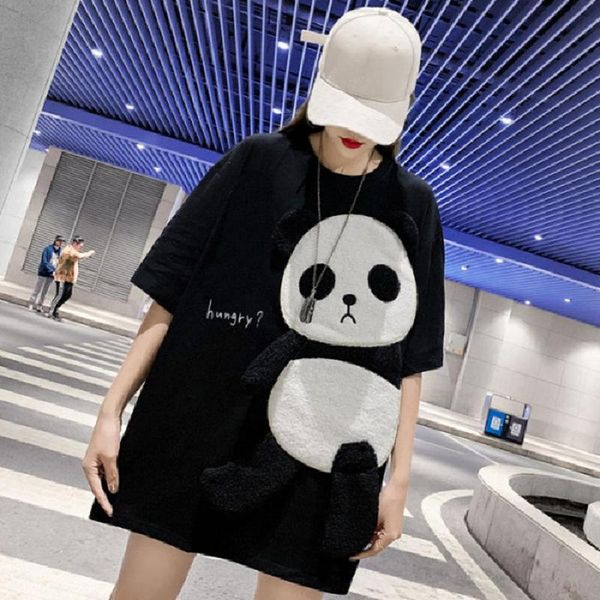 women's t-shirt arrivals women panda embroidery short sleeve round neck loose tee summer casual tshirt, White
women's t-shirt arrivals women panda embroidery short sleeve round neck loose tee summer casual tshirt, White
