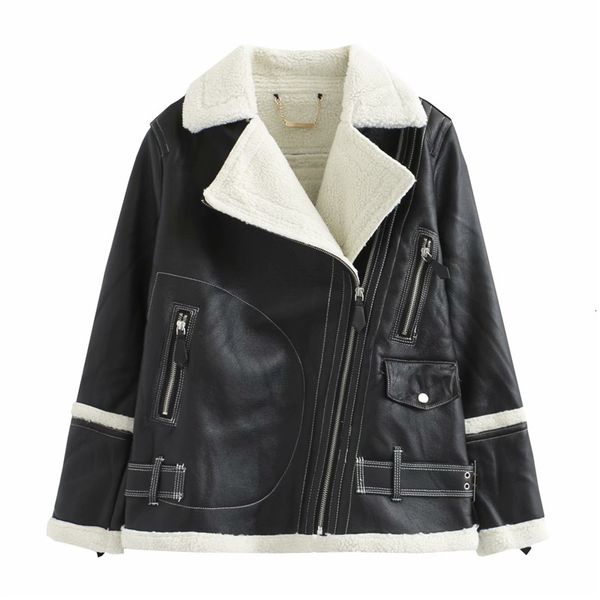 women's jackets winter fashion lady patchwork lamb wool warm outwear women stylish turn-down collar zippers faux leather coats x0k, Black;brown
women's jackets winter fashion lady patchwork lamb wool warm outwear women stylish turn-down collar zippers faux leather coats x0k, Black;brown