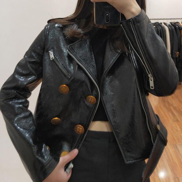 women's leather & faux genuine clothes sheepskin slim-fit jacket short women, Black
women's leather & faux genuine clothes sheepskin slim-fit jacket short women, Black