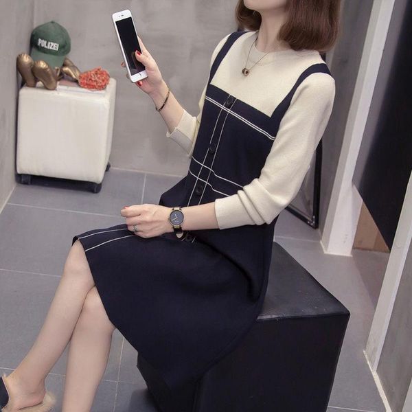 knitted dress female spring autumn 2021 fashion slim hit colors spliced sweater fake two piece loose jumpers knitwear y914 casual dresses, Black;gray
knitted dress female spring autumn 2021 fashion slim hit colors spliced sweater fake two piece loose jumpers knitwear y914 casual dresses, Black;gray