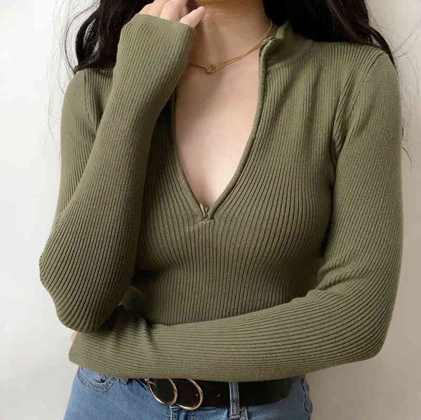 women's knits & tees v neck zipper knitting women sweater chic fashion long sleeve high waist slim spring short crop pdh, White
women's knits & tees v neck zipper knitting women sweater chic fashion long sleeve high waist slim spring short crop pdh, White