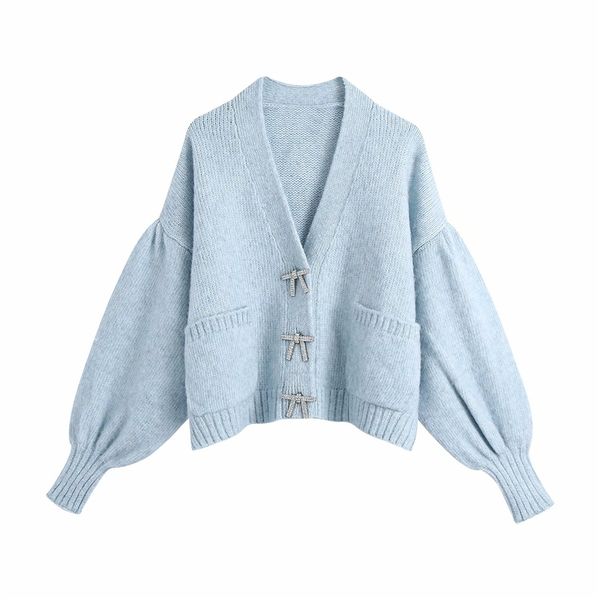 sweet women sky blue sweater fashion ladies diamonds button coats elegant female chic knitted puff sleeve cardigan 210430, White
sweet women sky blue sweater fashion ladies diamonds button coats elegant female chic knitted puff sleeve cardigan 210430, White