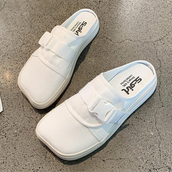 slippers square head platform canvas shoes women's half-slipper vulcanized sneakers comfortable leisure flats non-slip durable shoe, Black
slippers square head platform canvas shoes women's half-slipper vulcanized sneakers comfortable leisure flats non-slip durable shoe, Black