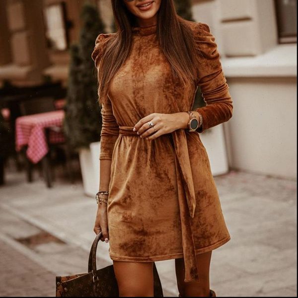 women dresses winter long puff sleeve velvet dress for autumn casual bodycon office sashes female solid mini party vestidos, Black;gray
women dresses winter long puff sleeve velvet dress for autumn casual bodycon office sashes female solid mini party vestidos, Black;gray