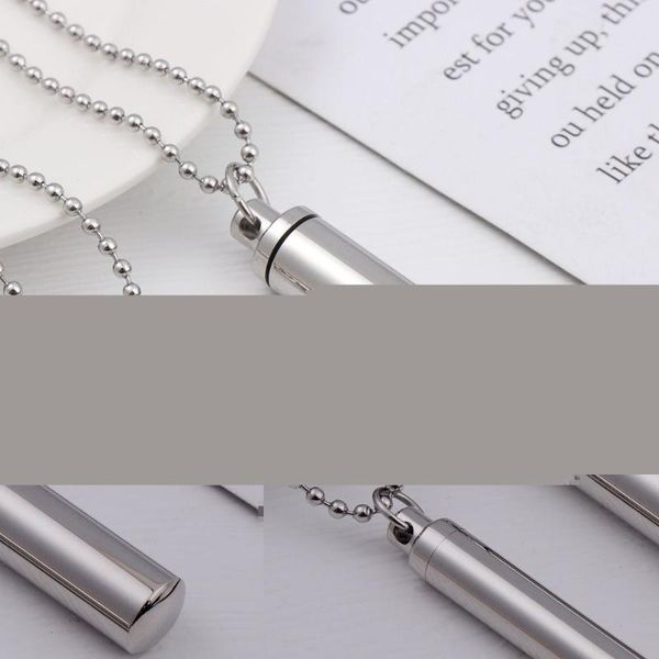 pendant necklaces beads chain shape wishing bottle necklace stainless steel openable cylindrical tube perfume vial, Silver
pendant necklaces beads chain shape wishing bottle necklace stainless steel openable cylindrical tube perfume vial, Silver
