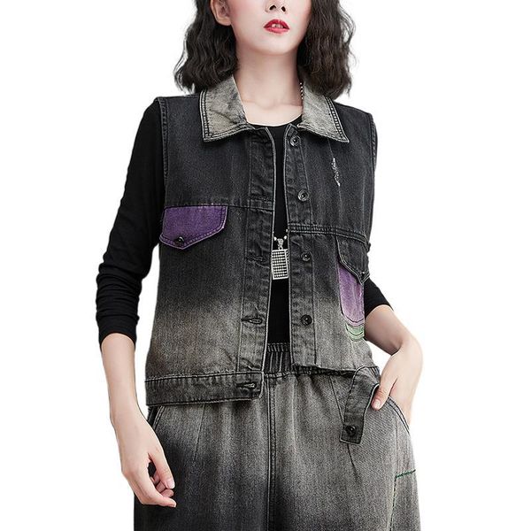women's two piece pants fairynatural black denim suits female sleeveless vest coats and jeans women pieces sets loose waistcoat punk ou, White
women's two piece pants fairynatural black denim suits female sleeveless vest coats and jeans women pieces sets loose waistcoat punk ou, White